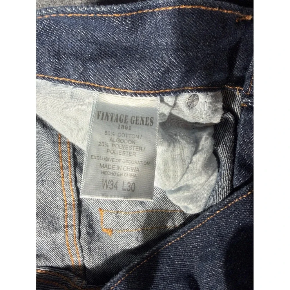 Vintage Genes 1891 Slim Fit Jeans Mens 34x30 Dark Wash Indigo Denim Pants